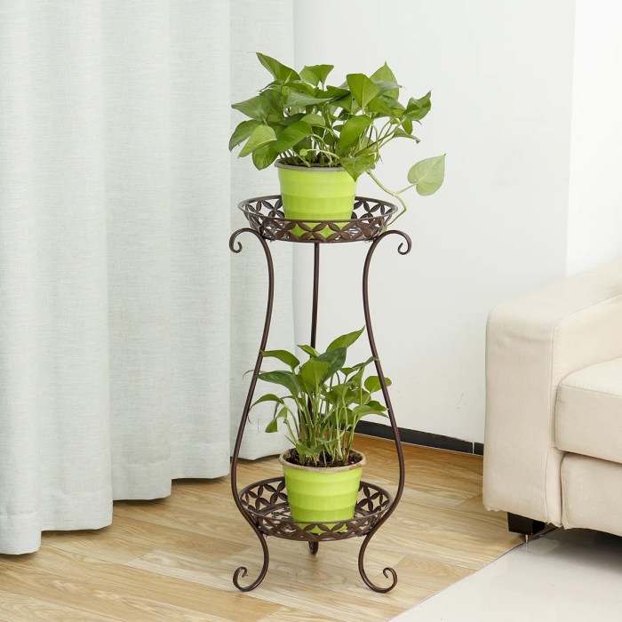 Plant stands with pots